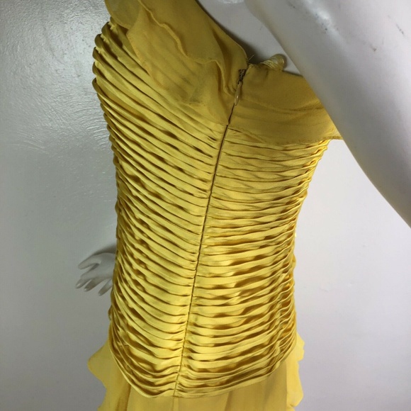 VTG 80s Sue Wong 8 Bright Yellow Flapper Dress - Picture 4 of 7